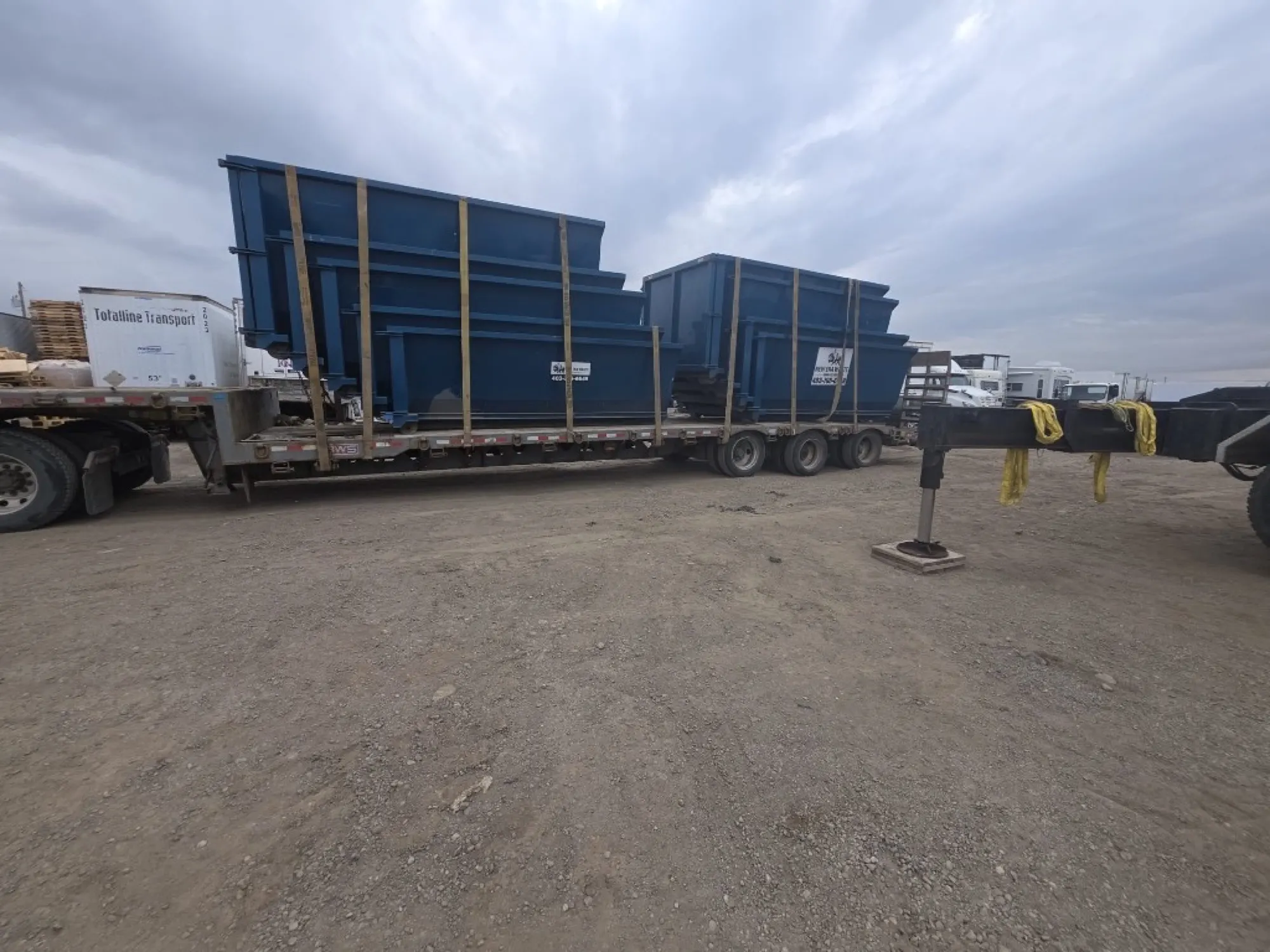 YEG Boss Bins loaded on the trailer at the yard